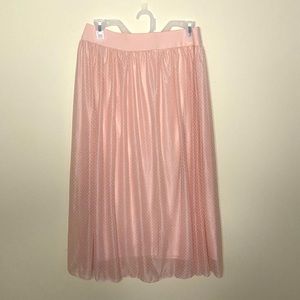Pink Flowy Skirt Adorned with White Dots. *Knee Length*
